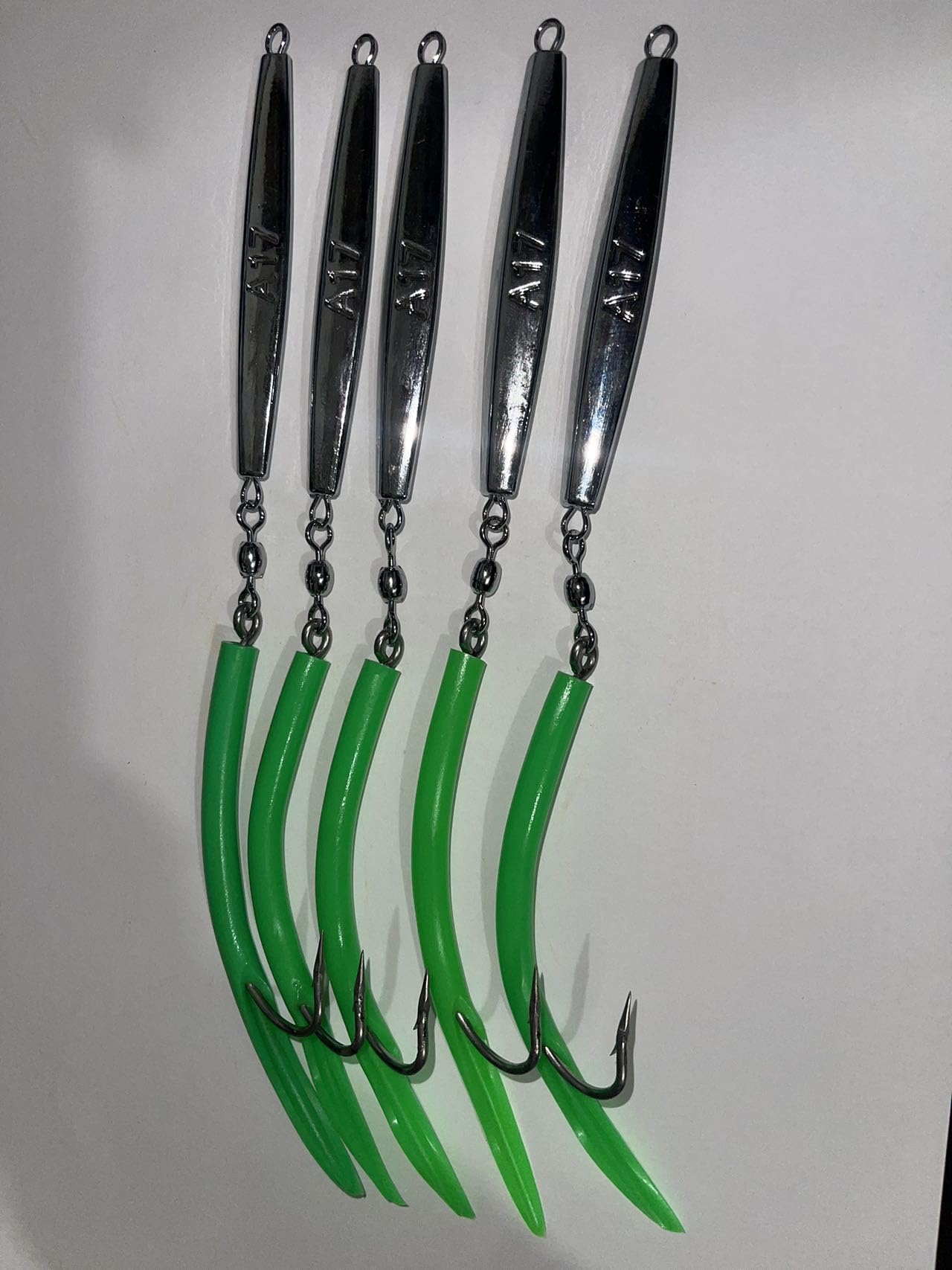Generic Giant Whale 5Pcs Diamond Jigs A17 2oz Green with 8/0 Hook
