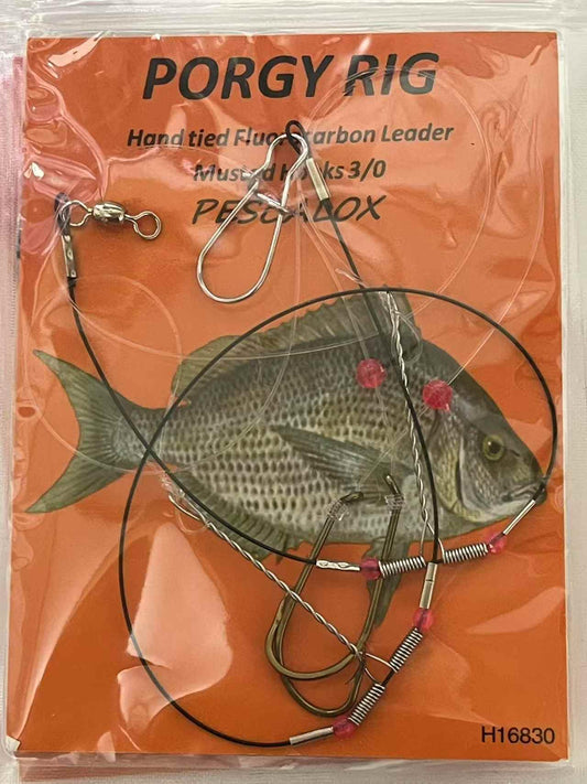 PESCALOX 10Packs high Low rig Fluorocarbon Leader Seabass Porgy (Baitholder Hook #3/0)$1.6/Packs