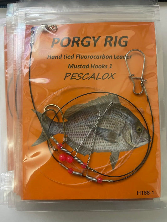Generic 10Packs high Low rig Fluorocarbon Leader Porgy scup (Baitholder Hook #1), black